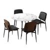 Oikiture 5PCS Dining sets 110cm Round Table with Chairs PU Black