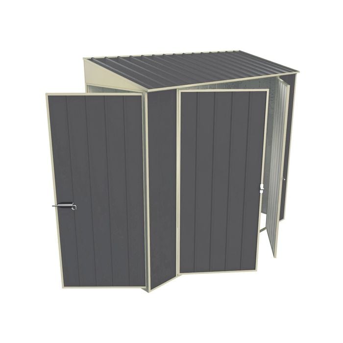 Build-a-Shed 0.8 x 2.3 x 2.0m Tunnel Shed Tunnel Hinged Door Plus Double Hinged Side Door - Grey