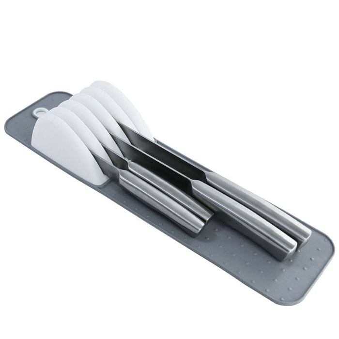 Catzon Small Knife Holders 5-Slot for Drawers Soft-Grip Kitchen Knife Block