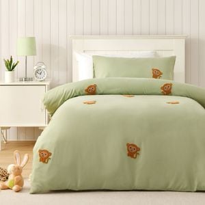 Jack & Ava Bongo the Monkey Embroidered Kids Quilt Cover Set Green King Single Bed