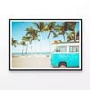 Van Parked On Beach with Trees  Print 100% Australian Made 90x60cm  (Poster)