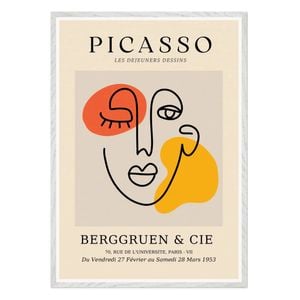 Galrie Minimalist Picasso Line Art Print Les Dejeuners Dessins for Contemporary Decor, White Frame, A3 30 x 42cm (12 x 16inch)