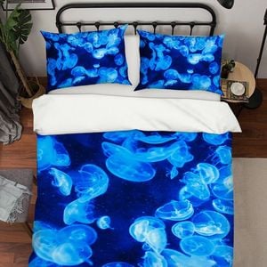 3D Blue Jellyfish 378 Bed Pillowcases Quilt King Size