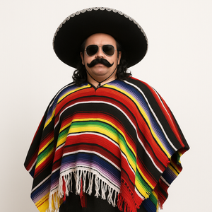 Premium Mexican Poncho Spanish Costume Wild West Cowboy Party Bandit  2179