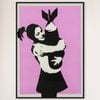Galrie Banksy Bomb Hugger Art Print Iconic Street Art from 2003, Black Frame, A4 21 x 30cm (8 x 12inch)