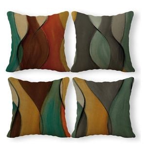 Catzon 4 Pcs Vintage Throw Pillow Covers Abstract Print for Living Room Decor