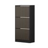 Oikiture Shoe Rack Storage Cabinet 3 Tiers Black