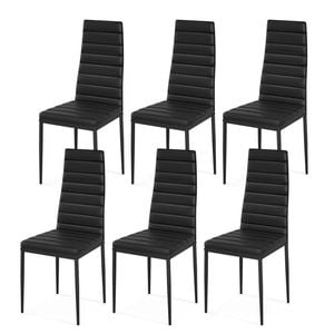 Costway 6x Dining Chairs Pvc Leather Seat Home Kitchen Black