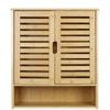 P&P Bamboo Wall Cabinet With Double Doors 3-Tier Shelf