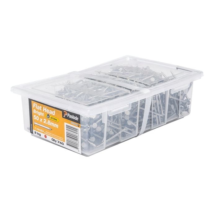 Paslode 50 x 2.8mm 2kg Bright Steel Flat Head Nails - 740 Pack