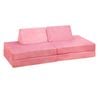 Oikiture Sofa Bed 170CM Kids DIY Couch Velvet Pink