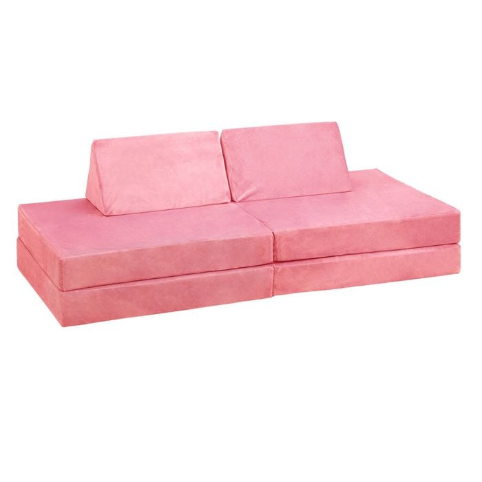 Oikiture Sofa Bed 170CM Kids DIY Couch Velvet Pink