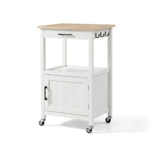 Lauft White Rolling Kitchen Island Trolley | Modern Mobile Kitchen Cart