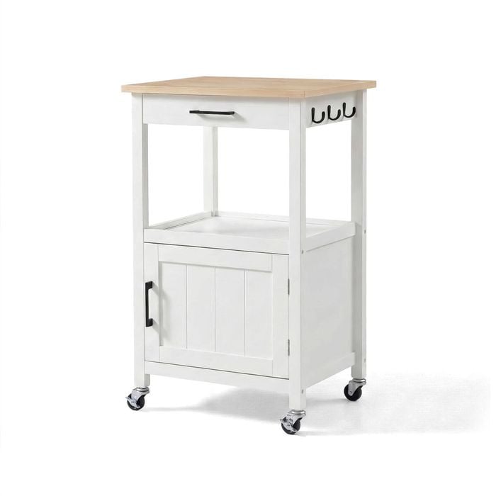 Lauft White Rolling Kitchen Island Trolley | Modern Mobile Kitchen Cart