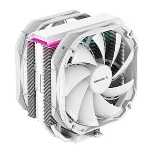 Deepcool As500 Plus White Cpu Cooler Single Tower, Five Heat Pipe Design High Fin Density, Double Pwm Fans, Slim Profile