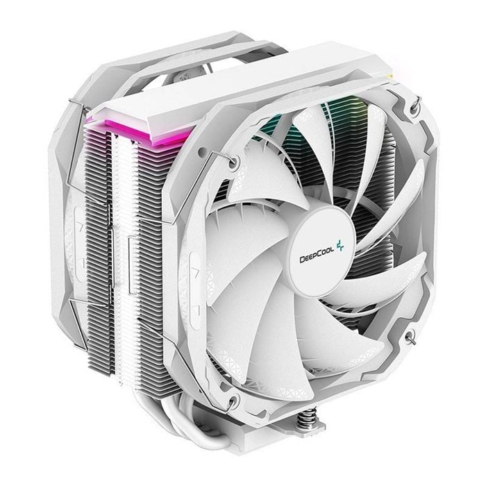 Deepcool As500 Plus White Cpu Cooler Single Tower, Five Heat Pipe Design High Fin Density, Double Pwm Fans, Slim Profile