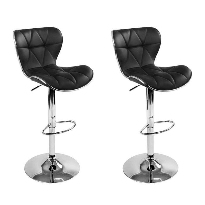 Homfurn Set Of 2 Adjustable Swivel Bar Stools, Black, Kitchen Counter Chairs For Home, Bar, Restaurant, Cafe