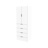 Lugna 2048 x 750 x 580mm White 3 Shelf 4 Drawer Double Door Storage Cabinet