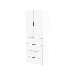 Lugna 2048 x 750 x 580mm White 3 Shelf 3 Drawers Double Door Storage Cabinet