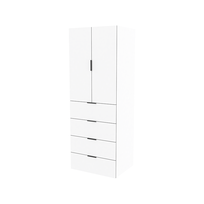 Lugna 2048 x 750 x 580mm White 3 Shelf 3 Drawers Double Door Storage Cabinet