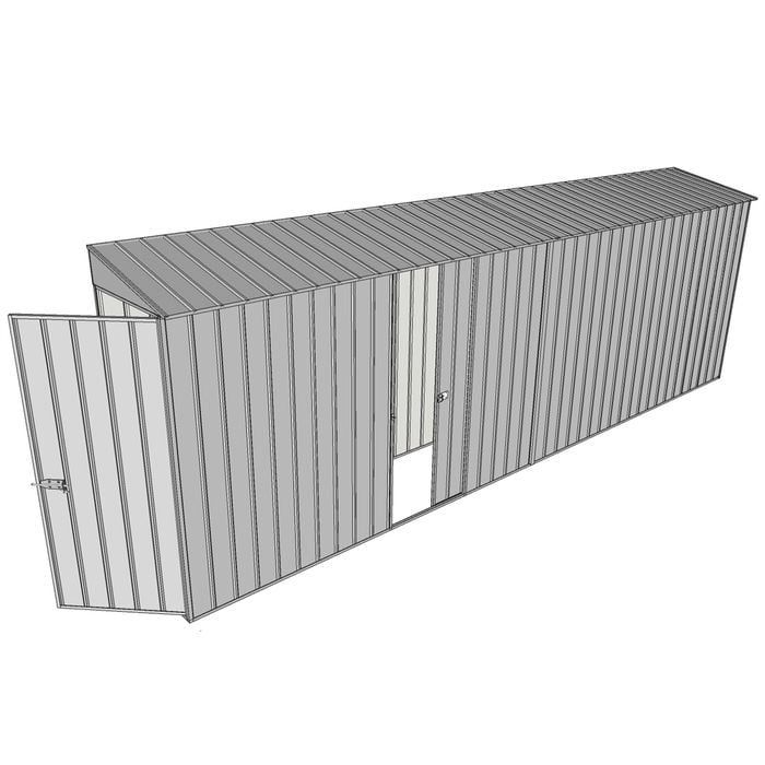 Build-a-Shed 0.8 x 6 x 2m Singled Hinged Door Skillion Shed with Single Sliding Side Door - Zinc