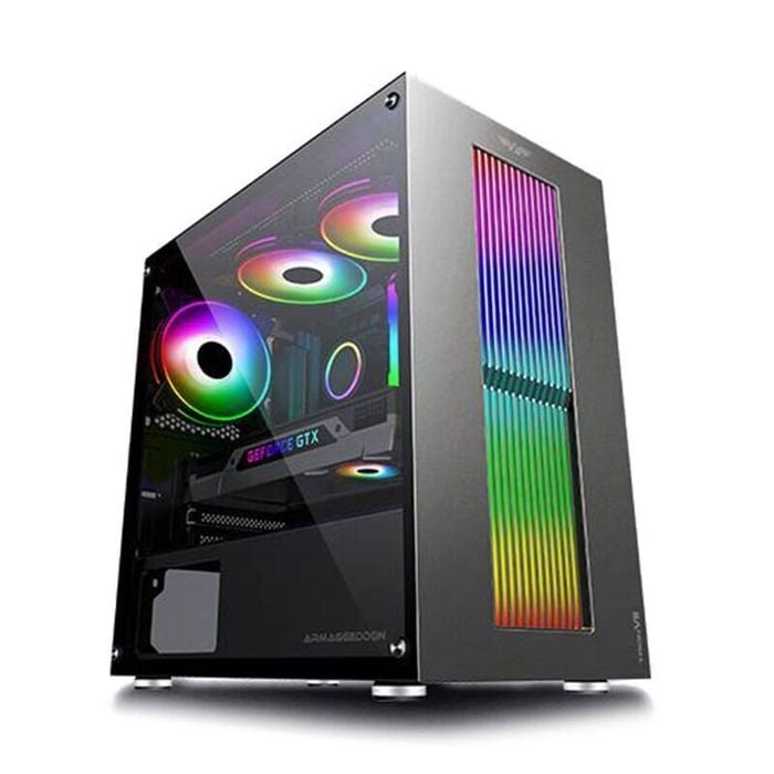 Armaggeddon Tron Vii Tempered Glass Matx Gaming Case Black