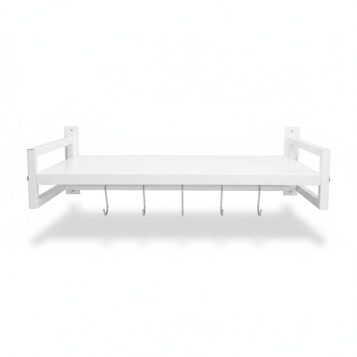 Wall Mount Microwave Oven Shelf Rack with Carbon Steel Holder and Hooks