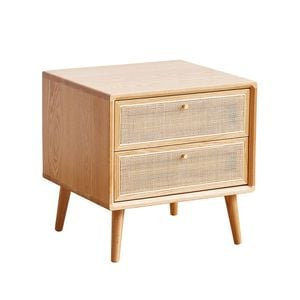 Miuz Solid Oak Wood Bedside Table, Large Side Storage End Table Shelf Nightstand