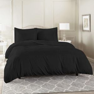Luxor Queen Black Color 1000TC 100% Cotton Quilt Doona Duvet Cover Pillowcase Set