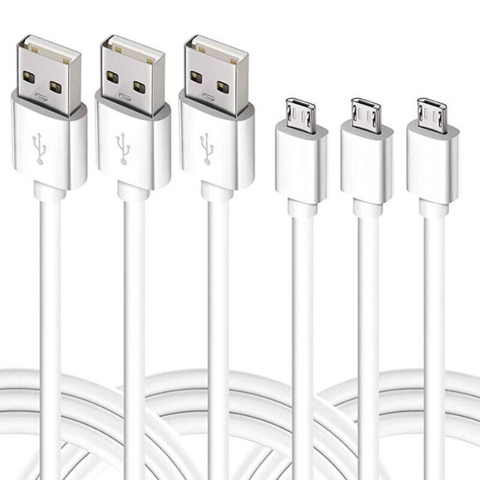 iWill 3 Pack 1m Data Transfer Charger Charging Micro USB Cable Cord Tablet Bulk White TPE Plastic