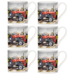 6PK Ashdene Tractors Then/Now Massey Ferguson Fine Bone China Mug