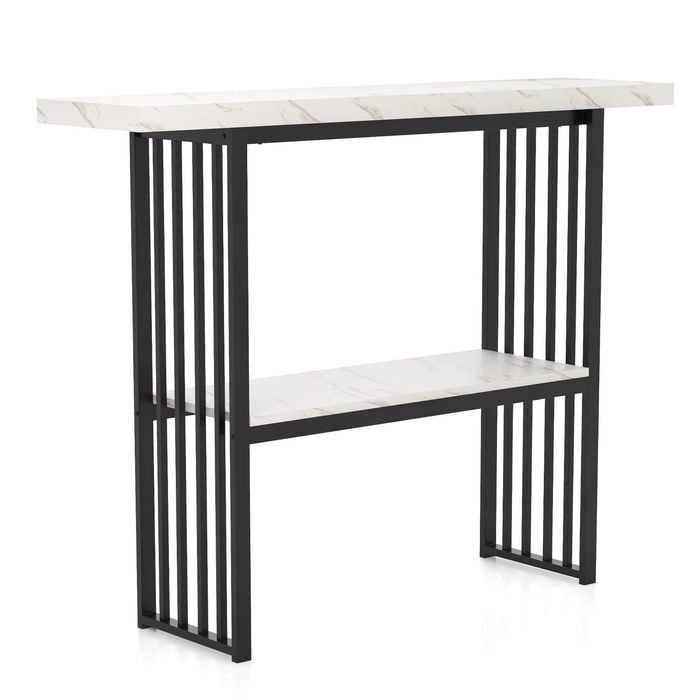 Costway Faux Marble Console Table White
