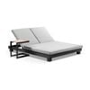 Santorini Aluminium Double Sun Lounge Charcoal With Side Table & Textured Olefin Grey Cushions