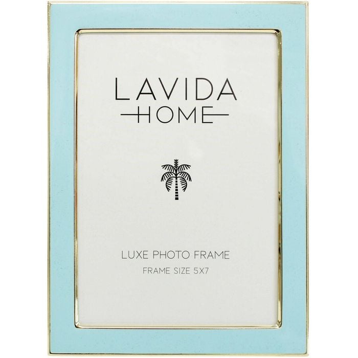 LVD Enamel Iron Glass Luxe 5x7" Photo Frame Display - Aqua/Gold