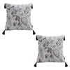 SOGA 2X 50cm Throw Pillows – Black and White Elegant Floral Print with Tassel