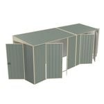 Build-a-Shed 1.5 x 5.2 x 2.0m Green Tunnel Shed Tunnel Hinged Door Plus Dual Double Hinged Side Doors