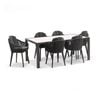 Alpine 6 Seater Rope and Aluminium Dining Table Chairs Setting Slate Grey