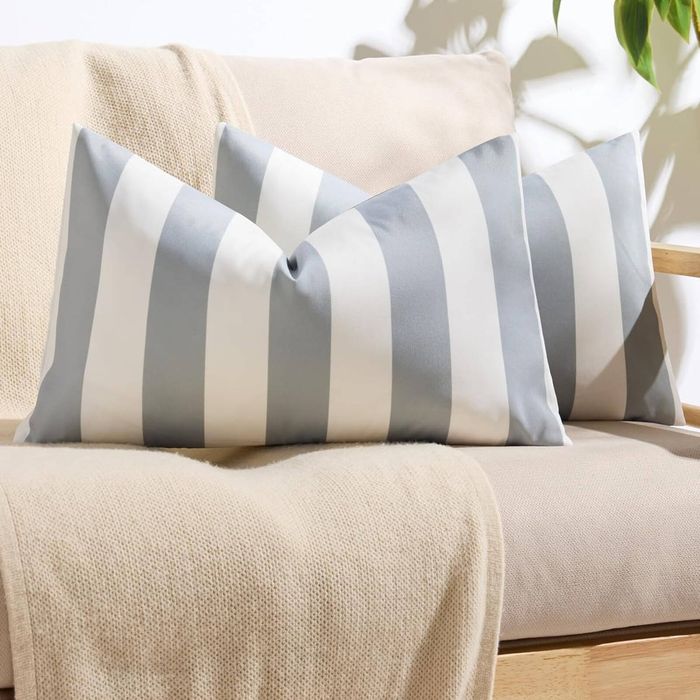 Gioia Casa Striped Outdoor Waterproof Cushion Covers - Silver, 30x50cm