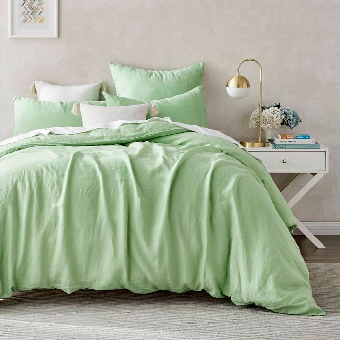 Natural Home Flax Linen Quilt Cover Set Sage - Super King Bed