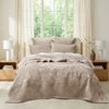 3pc Renee Taylor Archie Cross Stitch Velvet Coverlet Set Nude Super King