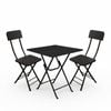 SOGA Home & Living Bundle – Black Folding Dining Table & 2 Foldable Chairs for Home Decor