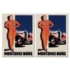 2PK Nostalgic Art Fridge Rectangle Magnet Mercedes Benz Woman In Red 6x8cm