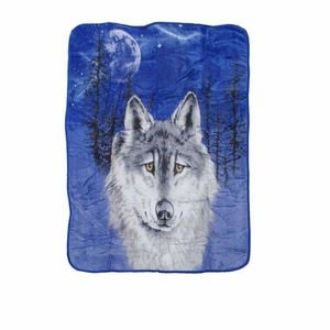 Soft 3d Animal Print Faux Mink Blanket Single / King Single Night Wolf