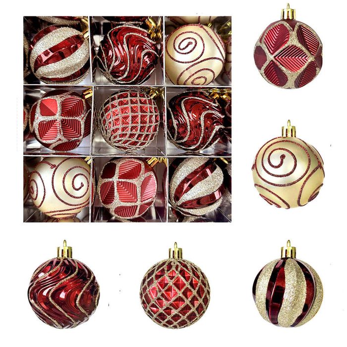 Catzon 9 Pcs Christmas Balls 6CM Shatterproof Ornaments for Home Party Holiday-Set 5