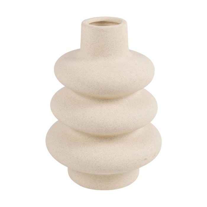 Maine & Crawford Azina 24cm Textured Ceramic Flower Vase Home Room Decor Cream