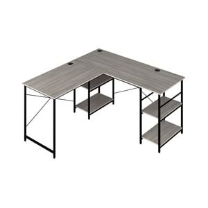 Costway L-shaped Computer Desk 2-person Convertible Corner Desk - Grey