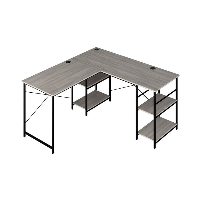 Costway L-shaped Computer Desk 2-person Convertible Corner Desk - Grey