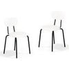Ufurniture Dining Chairs Set of 2 Sherpa Fabric Kitchen Chair with Cushion Backrest & Metal Legs Beige