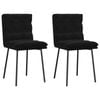 vidaXL Channel Tufted  Dining Chairs 2 pcs Black Velvet Metal Legs 45 x 54 x 83 cm