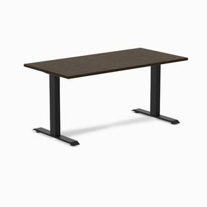 Desky Fixed Height Dark Bamboo Desk 150x75cm Matte Black Leg